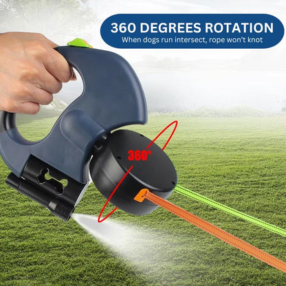 PetVera™ Innovative Dual Dog Leash - Tangle-Free Design with LED Light & 360° Swivel Feature
