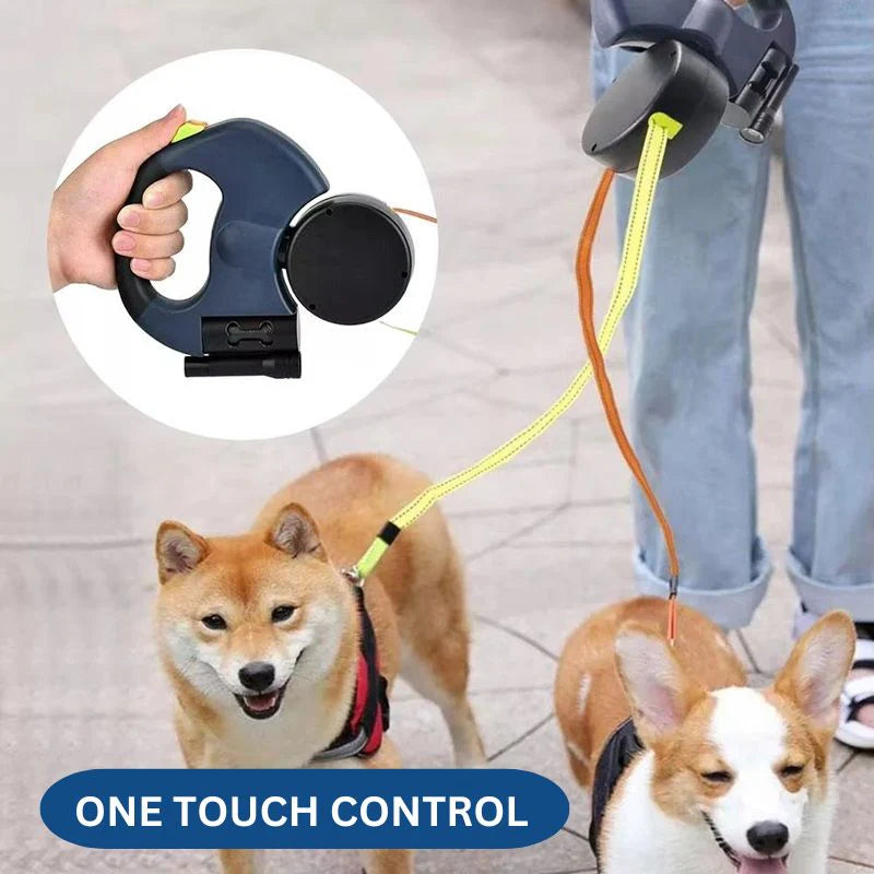 PetVera™ Innovative Dual Dog Leash - Tangle-Free Design with LED Light & 360° Swivel Feature